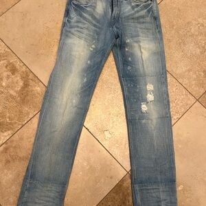 Guess Men's Faded Blue Straight Jeans